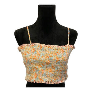 American Eagle Floral Crop Top,‎ L/G, White Tube top